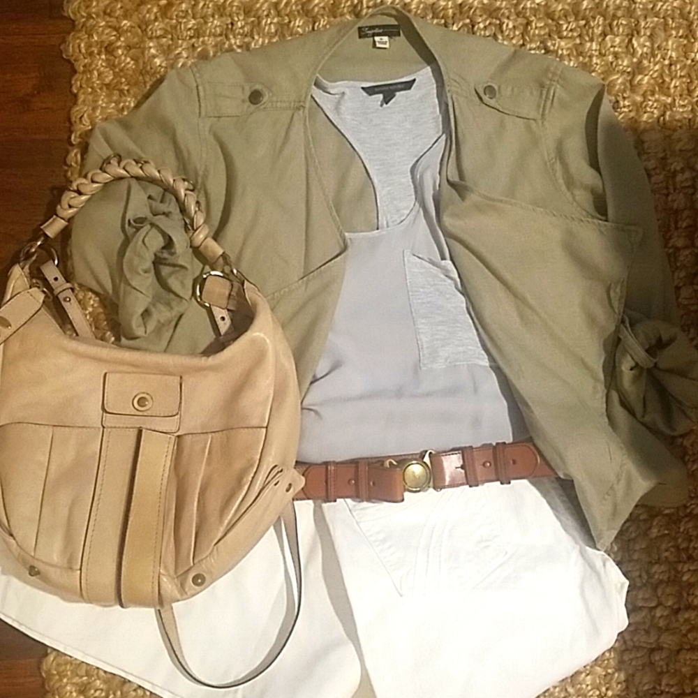 Linen drape collar jacket
